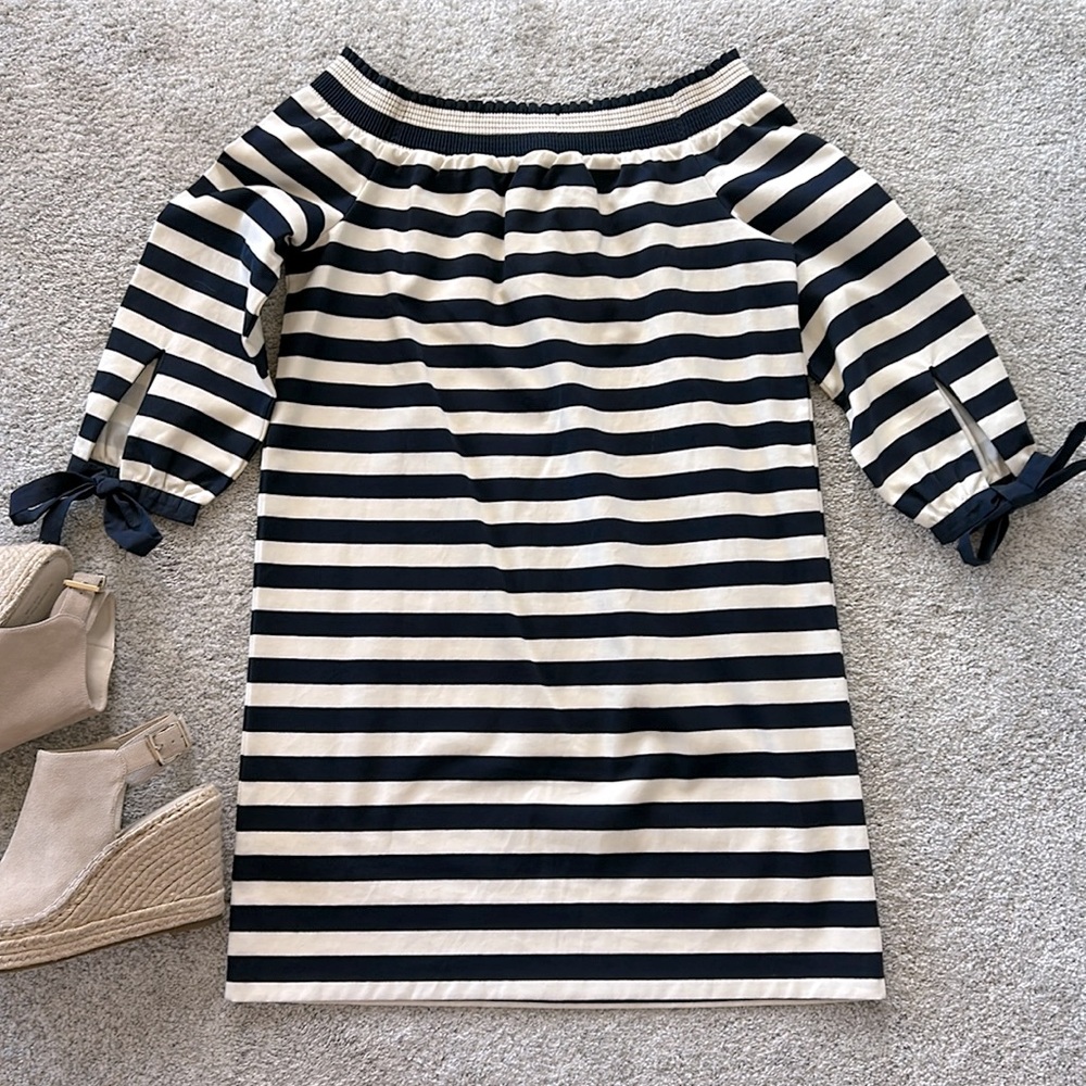 J. Crew Striped Off The Shoulder Dress - Picture 6 of 8